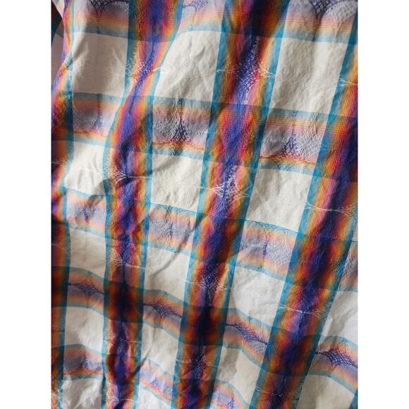 Robert Graham Medium Geometric Classic Fit Short Sleeve Button Up Purple Orange - Picture 6 of 10